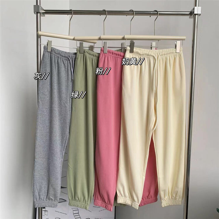 【BONNIE】Elastic waist solid color sports casual pants T2017# XJ