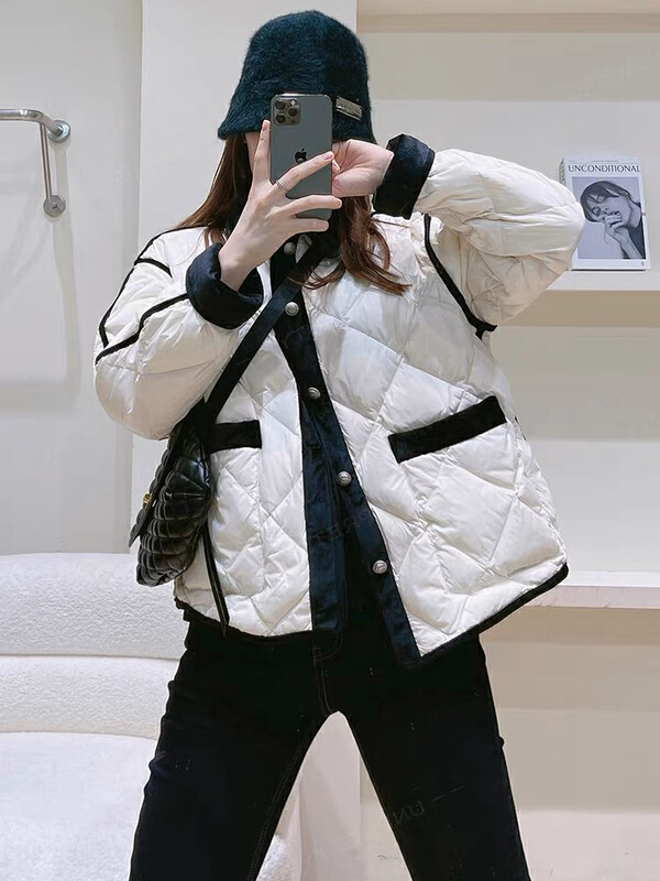 [Huaxi] Xiaoxiangfeng color contrast stitching rhombus warm padded jacket (only sell jacket) 1125# PCZ
