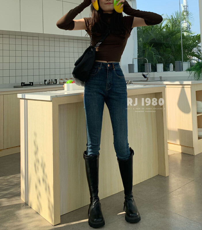 【1980】Winter new flocking warm stretch skinny jeans 2W65536