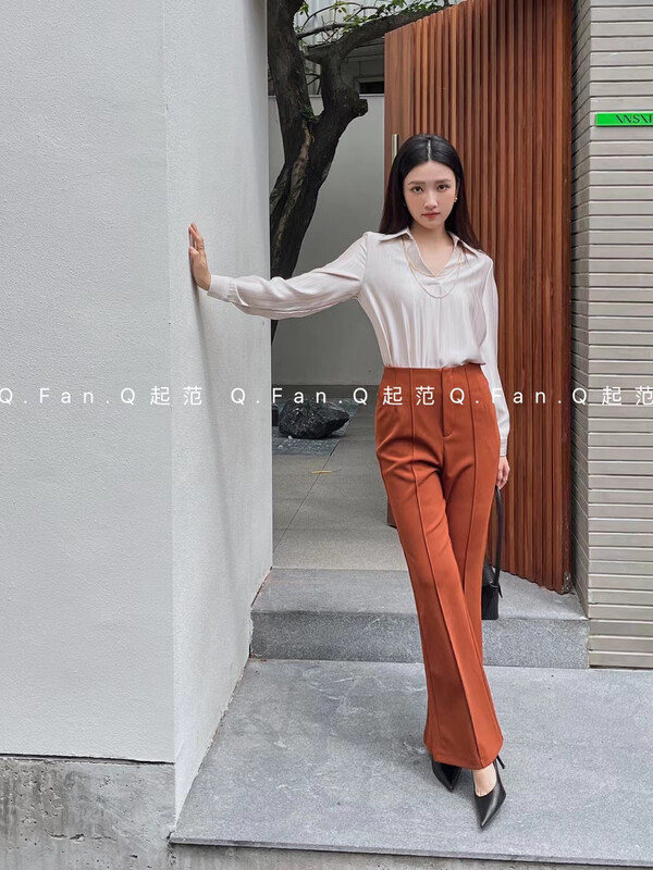 [Qi Fan] High Waist Slender Micro Trumpet Comfortable Casual Pants 8115-1# JHY