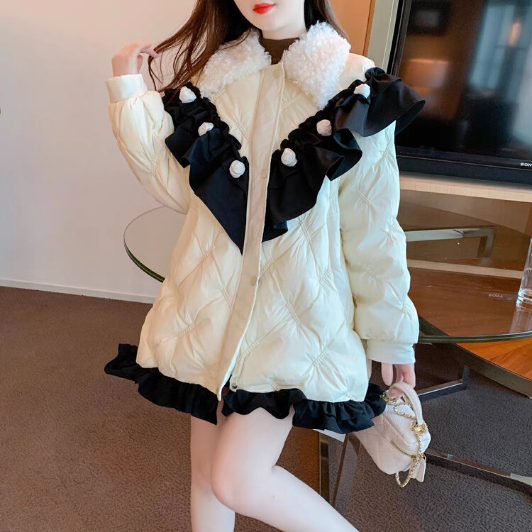[Huaxi] Korean style doll collar ruffle edge warm down jacket (with 90% white duck down) 1076# PCZ