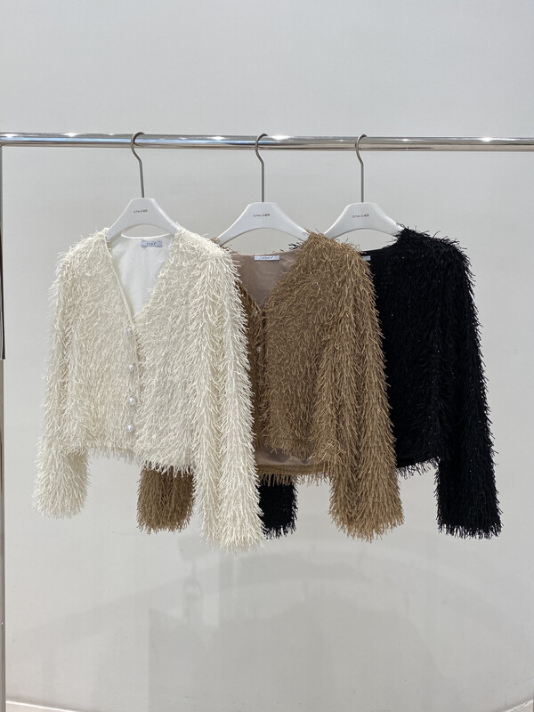 [Qifan] Long-sleeved all-match V-neck short jacket 80551# JHY