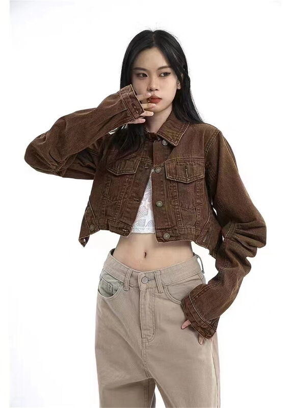 【U.SHE】Korean retro design all-match denim jacket 811709# JJ
