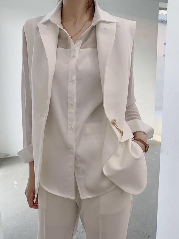 [Qi Fan] Suit twill fabric features custom simple all-match vest (accessories are detachable) F7136# JHY