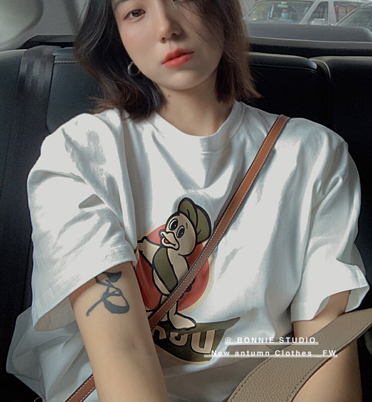 [BONNIE] Brushed casual round head all-match short-sleeved T-shirt 2667# XJ