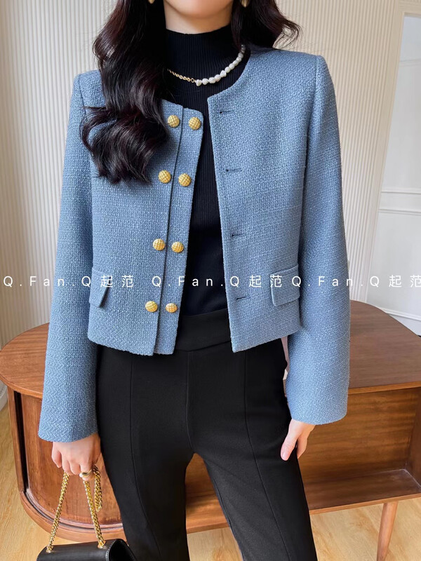 Original price 164.56! 【Qi Fan】French retro double-breasted temperament short coat F80288# ​​JHY