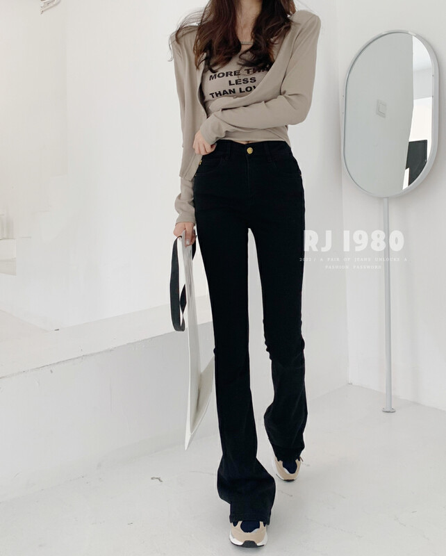 【1980】Slim and velvet comfortable all-match flared jeans 2W65377-1# JHY