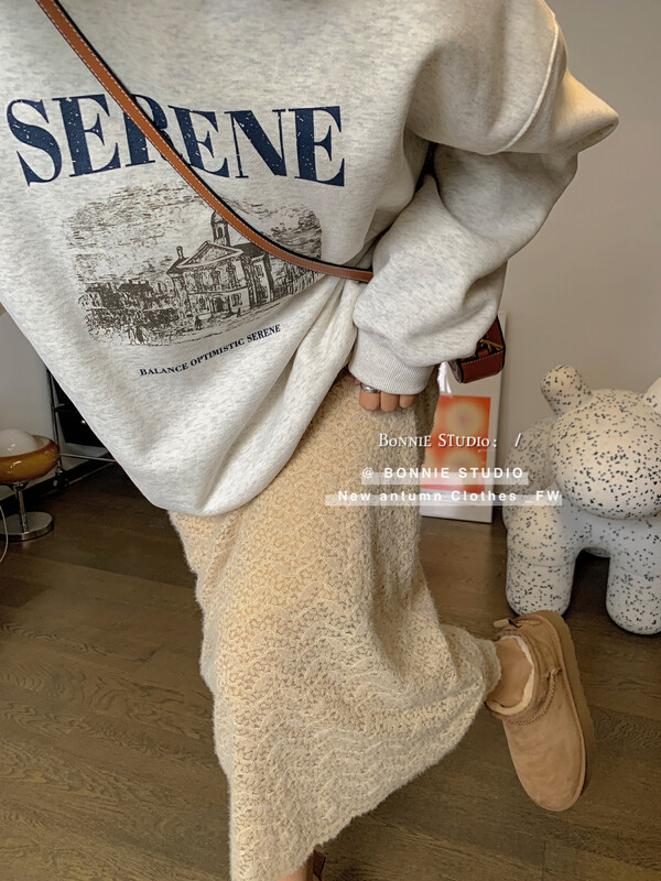 【BONNIE】Loose lace mid-length dress 2712# XJ