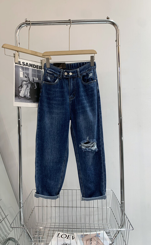 Original price 91.99! 【T.H】Korean style semi-elastic waist loose all-match harem jeans TH66656# LSW