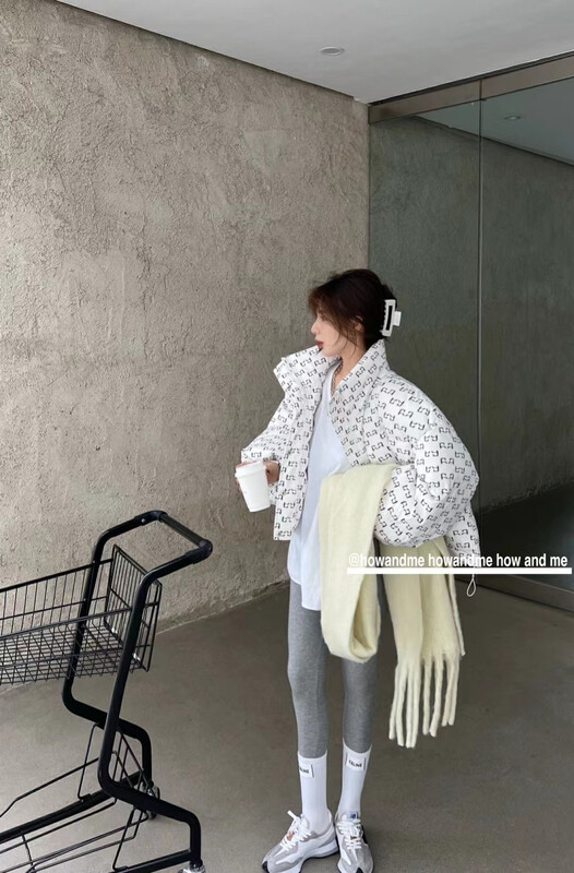 Original price 270.59! 【HOW AND ME Cheng Xi】Korean version commuter all-match short letter down jacket coat down jacket 6326-
