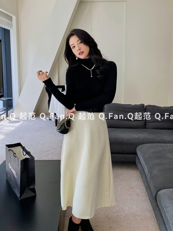 [Qifan] Solid color pullover all-match sweater (including 80% worsted wool) 7010# JHY