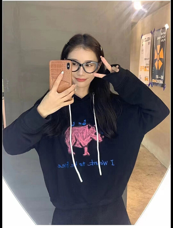 [Huaxi] American retro cartoon print pullover hooded sweater 1062# PCZ