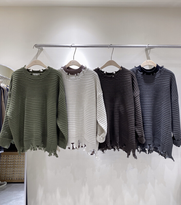 [DA.7] Loose and warm sweater with broken edges and pits 3311-# LSL