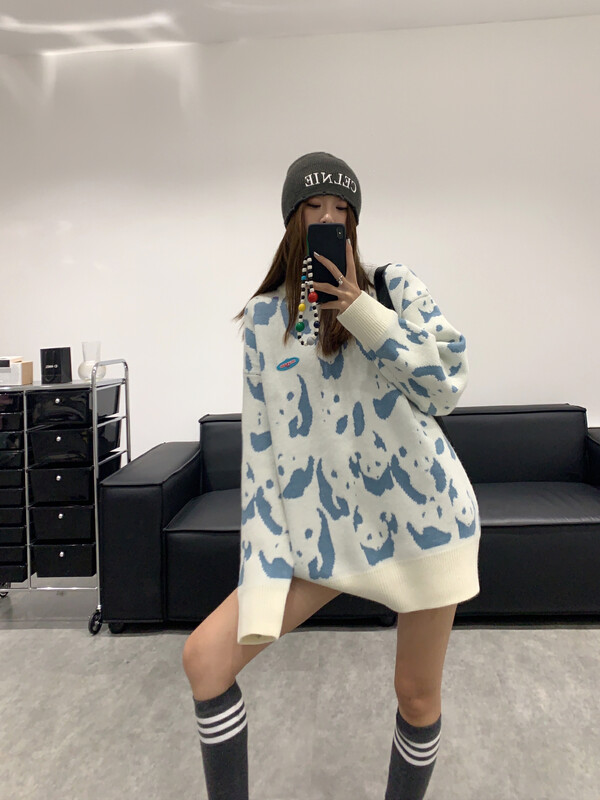 Original price 179.99! 【VANESSA】Panda pattern medium long thick warm sweater 8936# OZQ
