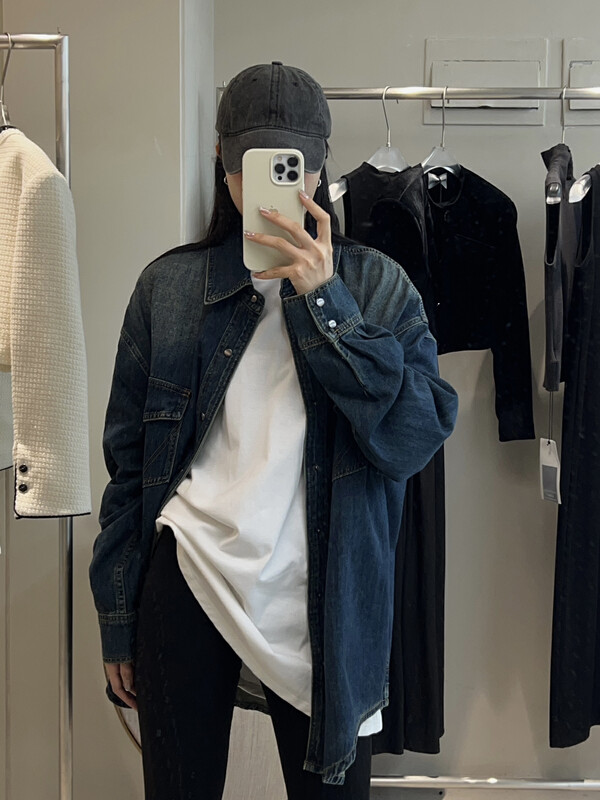 【RAINBOW】Explosive Style Distressed Vintage Washed Denim Jacket 02120# FHX