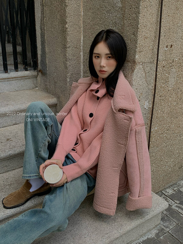 [ONIVINTAGE Ouni] high collar button wool knitted cardigan sweater OYW226N6668