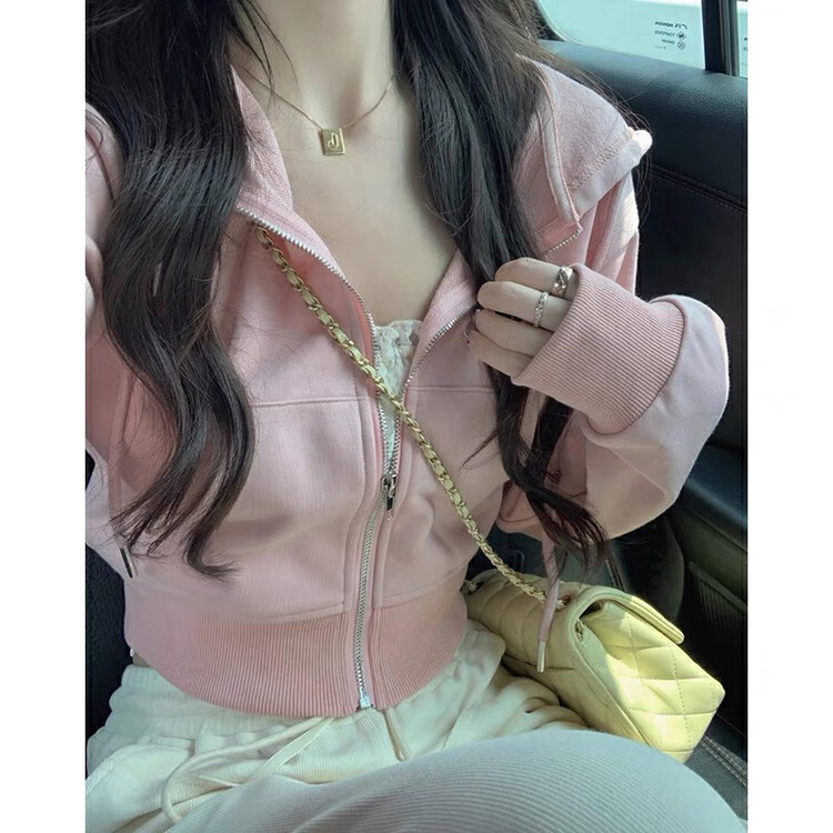 【Huaxi】Short hooded hoodie with waist design and zipper sweater (only sweater sold) 1051# PCZ