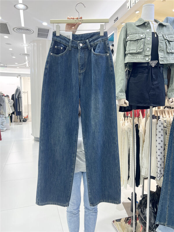 【U.SHE】Straight wide-leg fleece all-match jeans 26267# JJ