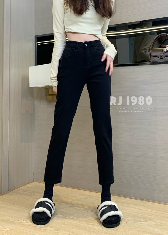 【1980】Winter hot sale bottom plus velvet slim fit warm elastic pipe jeans 65539-1