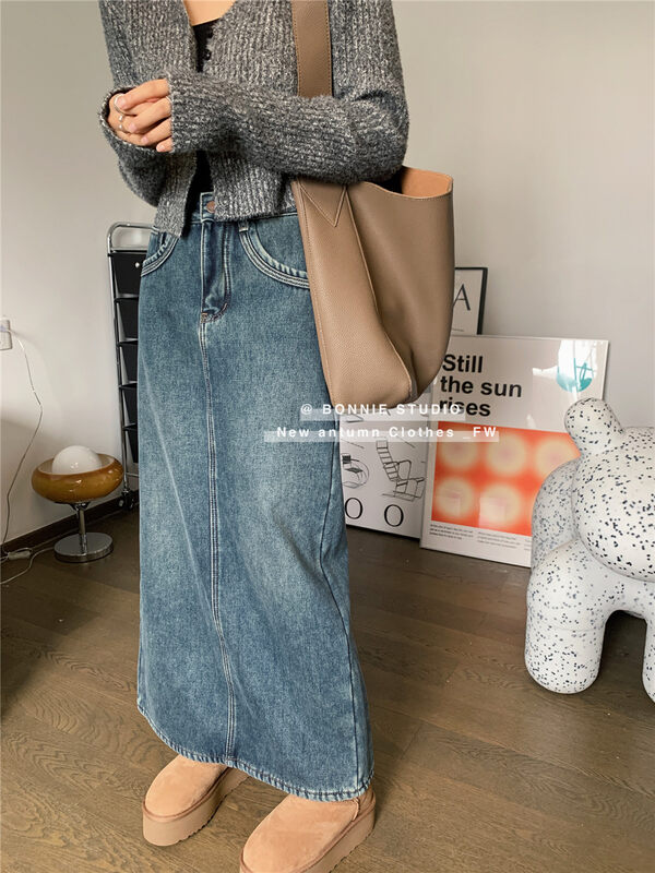 【BONNIE】Fleece thickened denim skirt 2710# XJ