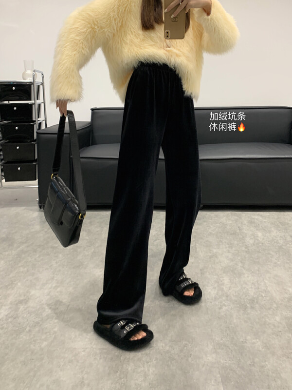 【VANESSA】Composite plus velvet pit strip casual straight casual pants 8901# OZQ