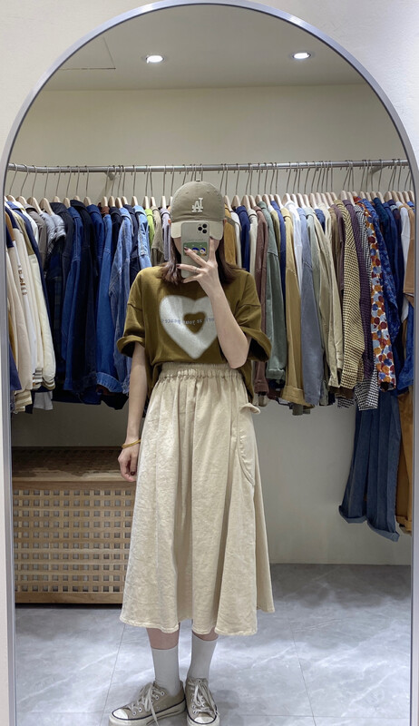 【DA.7】Simple solid color mid-length skirt YS1-6186# LSL