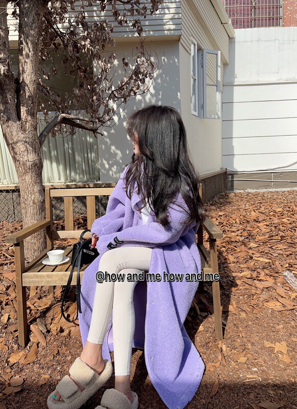 Original price 293.15! 【HOW AND ME Cheng Xi】Korean style fashion all-match letter fur one long coat coat 5208-