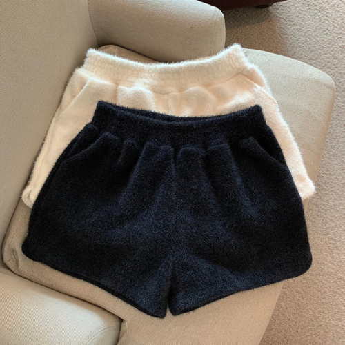 Wool knitted mink velvet shorts women's autumn and winter 2022 new small tall waist fashion outerwear boots pants