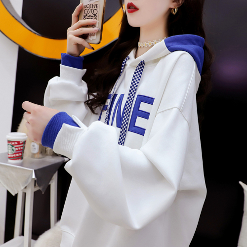 Official picture spring 25 cotton thin design sense color letter embroidery hooded sweater women