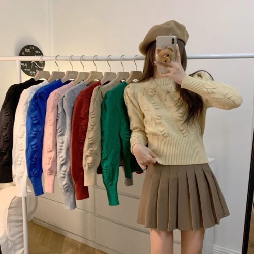 Real shot real price Autumn and winter new half turtleneck sweater women's short section inner top top high-quality niche knitwear