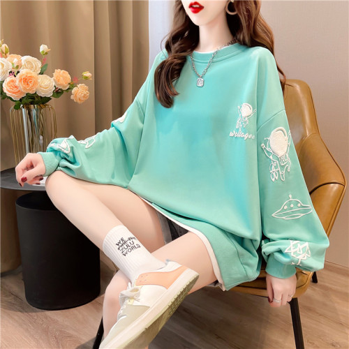 Real shot cotton large size women's spring and autumn thin long-sleeved sweater women's Korean version loose and thin design top