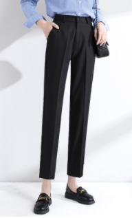 Suit cigarette pants women's small spring and autumn style slim straight tube loose high waist large size professional formal trousers