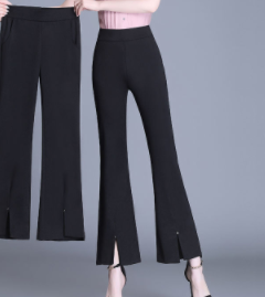 Nine points/long trousers women's autumn and winter women's black small flared trousers high waist slimming all-match black trousers