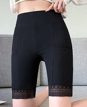 Pure cotton high-waisted safety pants with pockets no-wear underwear with pockets bottoming shorts women's summer anti-skid thin