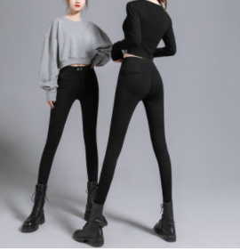 Large size fat mm leggings women's outerwear tight high waist nine points look thin spring and autumn thin pencil small black pants