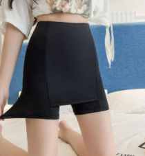 Ice silk anti-light summer thin safety pants seamless women's bottoming skirt triangular area mid-waist double-layer cover insurance shorts
