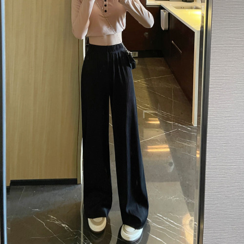 Real shot 2023 new Korean version of drape mopping pants wide-leg pants straight-leg pants casual pants trousers women