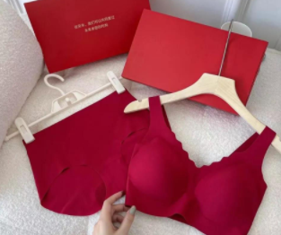 Underwear set big red zodiac year seamless no steel ring wedding box bra