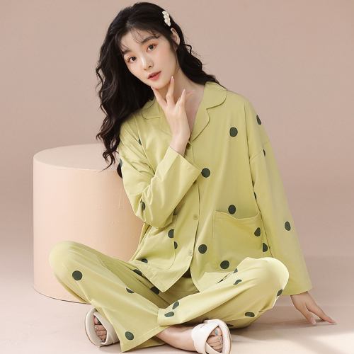 Source factory pull frame imitation cotton pajamas women's spring and autumn long-sleeved trousers live cardigan women's home clothes