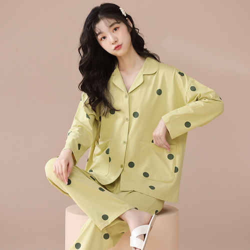 Source factory pull frame imitation cotton pajamas women's spring and autumn long-sleeved trousers live cardigan women's home clothes
