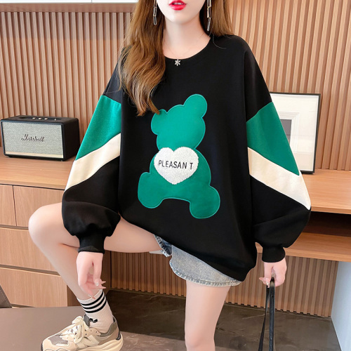 Real shot twill polyester fiber contrast color splicing pullover round neck thin sweater women