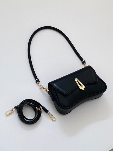 High-end bag women's new retro black texture small square bag hand-held armpit bag shoulder Messenger bag