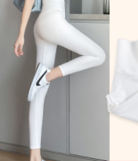 White eight-point leggings women's outerwear looks thin summer thin section 7-point small ice silk touch yoga shark pants