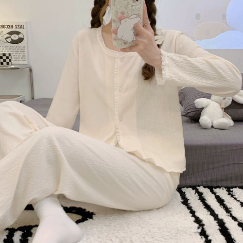 2023 new pajamas spring cotton can be worn outside two-piece suit home service