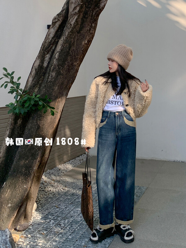 原價85.72! 【韓國原創】韓版口袋設計時尚男友褲牛仔褲1808
