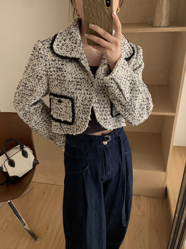 【ON LINE】Korean Standard) Temperament short lapel variegated Korean version of the small fragrant wind short coat YS-6739# CLS