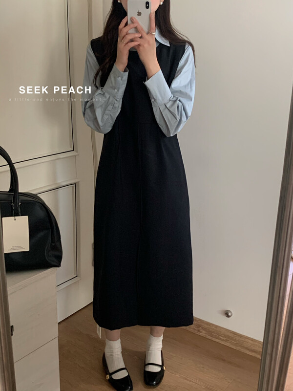 2023年春款新款!【SEEK PEACH】顯瘦淨版舒適百搭連衣裙  5933#  L