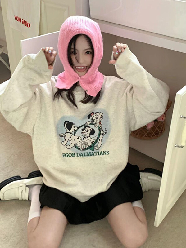 New in early spring! [J.2] round neck letter printing loose all-match sweater 0908# LSW