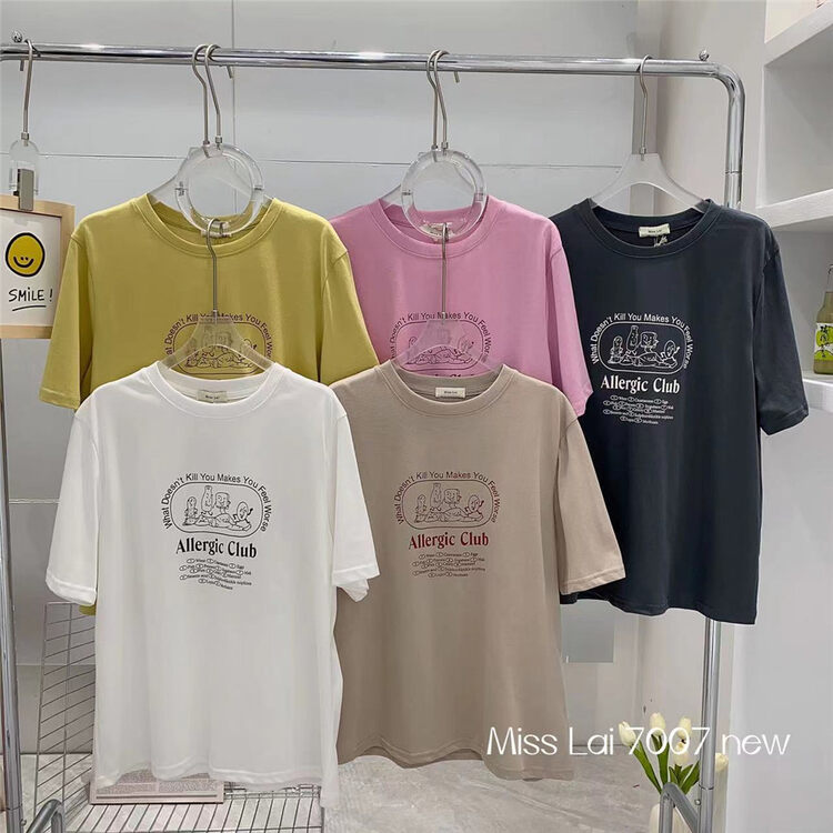 2023早春新款！【HH &MISS LAI】寬鬆圓領顯瘦字母短袖T恤  7007#  L