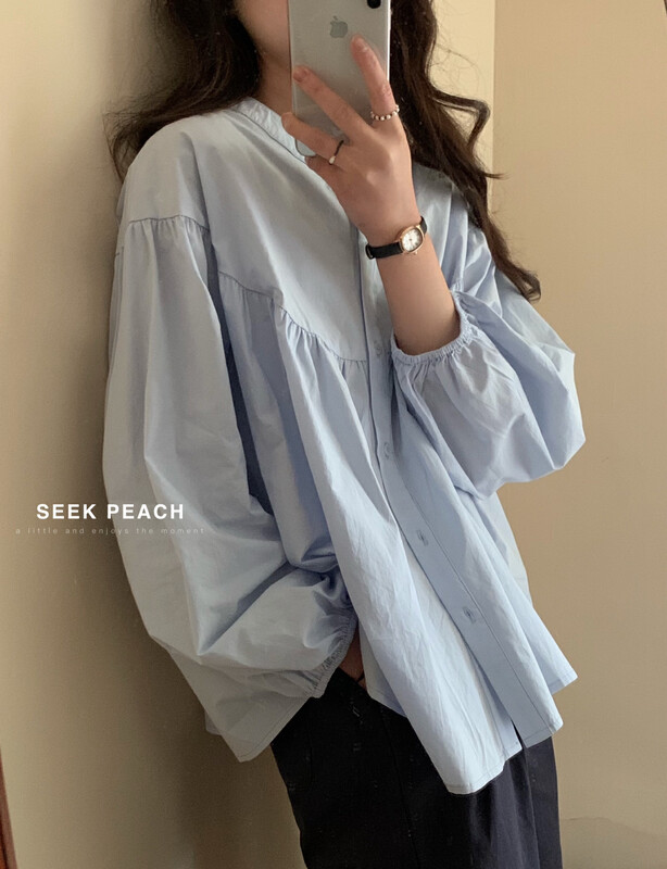 2023春款新款!【SEEK PEACH】清新簡約圓領襯衫  5951#  L